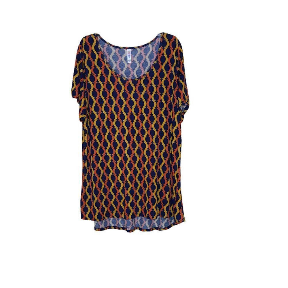 LulaRoe Womens Size 3XL Top Simply Comfortable Classic Blue Multi Pullover Rayon